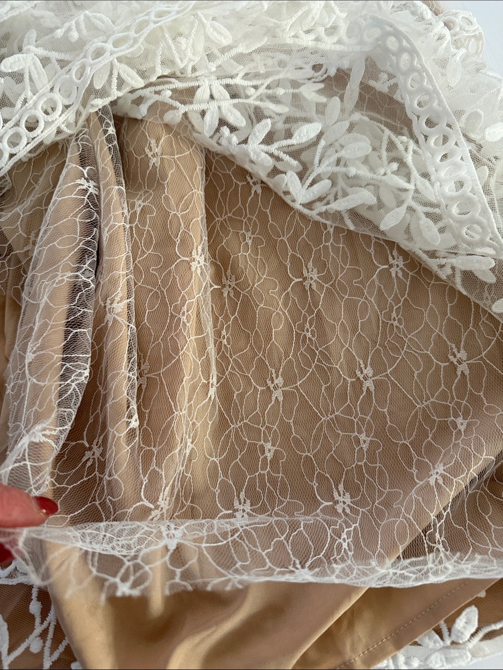 Ivy City Co Nude & White Embroidered Tulle Romantic Cottagecore size Small - Picture 10 of 11